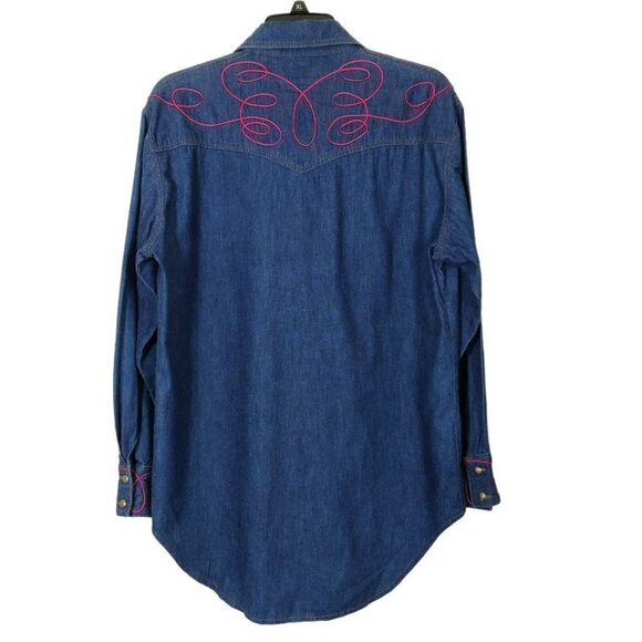 S.H.E. For Austin Collection Embroidered Denim Western Shirt Women's Small Rodeo - Picture 3 of 7